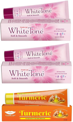 DOUBLE LIPS TURMERIC CREAM 30 GRM + WHITE TONE FACE CREAM 25GM*2(3 Items in the set)