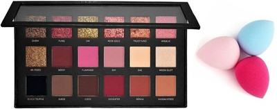 Ashyra Eyeshadow Palette 18 Color Makeup Palette + Beauty Blender Set Makeup Sponge(4 Items in the set)