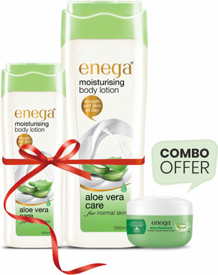 enega Aloe Vera Body Lotion 300ml + 100ml & Aloe Vera Skin Cream 100ml Combo(1 Items in the set)