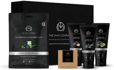 THE MAN COMPANY De Tan Charcoal Facial Kit For Deep Cleansing, Blackhead Removal - Best For Oily Skin(5 Items in the set)