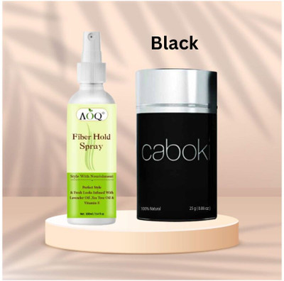 Caboki Hair Loss Concealer Volumizers For Regrowth And Instant Styling Black 1 Unit & AOQ Fiber Hold Spray Combo(2 Items in the set)