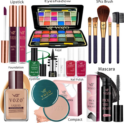 VOZO Makeup Combo Sets One-stop Beauty Package for Beginners and Professionals KT-327(15 Items in the set)