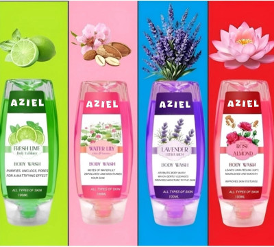 Aziel Body Washes for Men&Women| For Tan Removal&Deep Cleansing | Assorted Pack Combo(4 Items in the set)