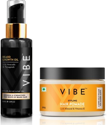 VIBE Ultimate Grooming Duo: Hair Pomade and Beard Oil Combo for Stylish Men(2 Items in the set)