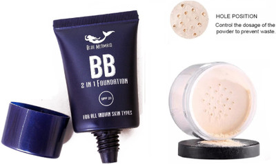 BLUEMERMAID MATTE FOUNDATION WATER PROOF & LOOSE POWDER(2 Items in the set)