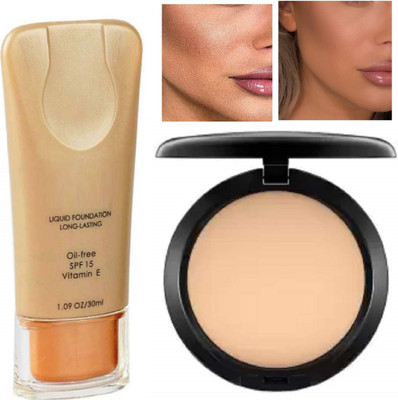 Latixmat Matte Foundation Buildable coverage With Oil Control Pressed Compact(2 Items in the set)