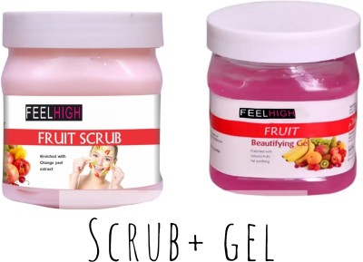 feelhigh Mixfruit Scrub 500ml + Gel 500ml -SKin care -Facial Kit(2 Items in the set)