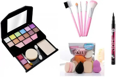 WAHIRA Fashion Makeup Kit Mini+HelloKitty 5 Piece Brush +6Makeup Sponges + Eyeliner Black(8 Items in the set) WAHIRA Fashion Makeup Kit Mini+HelloKitty 5 Piece Brush +6Makeup Sponges + Eyeliner Black(8 Items in the set)