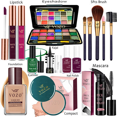 VOZO Makeup Combo Kit One-stop Beauty Package for Beginners and Professionals KT-147(15 Items in the set)