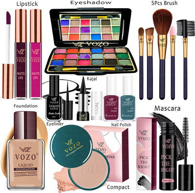 VOZO Makeup Combo Kit One-stop Beauty Package for Beginners and Professionals KT-217(15 Items in the set)
