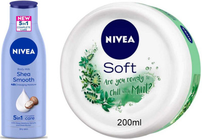 NIVEA Chilled Mint 200ml cream and Shae Smooth 75ml lotion Set of 2(275 ml)