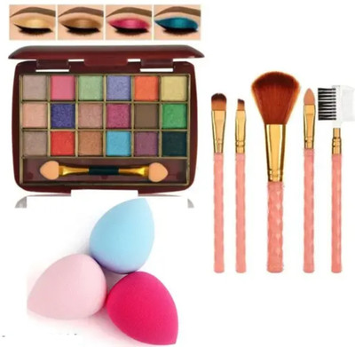 lately eyeshadow with makeup brush & blender puff(5 Items in the set)