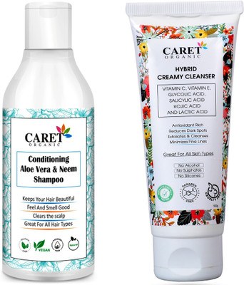 Caret Organic ConditioningAloeveraNeemShampoo(300ml)ANDHybridCreamyFacewash(100ml)-Packof2(2Itemsintheset)(2 Items in the set)