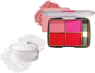 Maryville 4 in 1 blusher palette with setting loose powder perfect pack of 2(2 Items in the set)