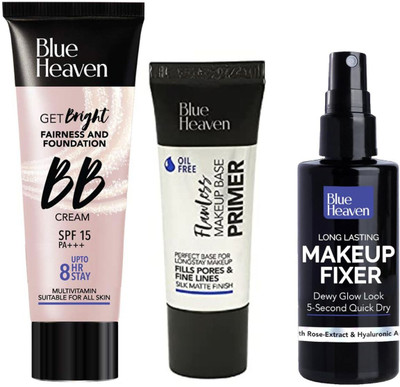 BLUE HEAVEN MAKEUP PRIMER16G+MAKEUP FIXER 60ML+GET BRIGHT BB CREAM 30G(3 Items in the set)