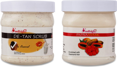 feelhigh Face & Body De tan Scrub And papaya Mask -Skin care Products(2 Items in the set)