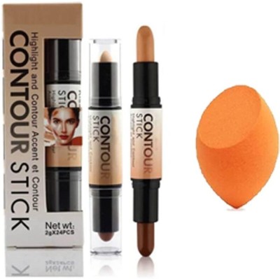 Plethora 2 in 1 Highlighter Contour Stick Concealer sponge puff1 Highlighter(Cream)