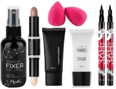 mkldsrh 36 h sketch eyeliner with primer blender fixer foundation & contour stick(6 Items in the set)