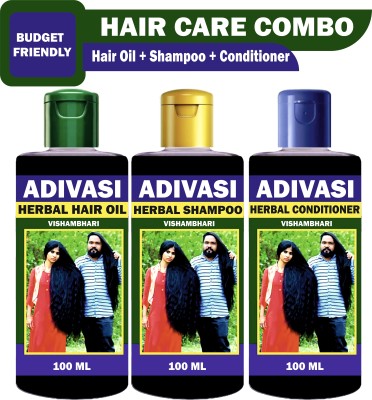 Vishvambhari Adivasi anti Hairfall oil+Shampoo+Conditioner Combo Kit (3 in set)(3 Items in the set)