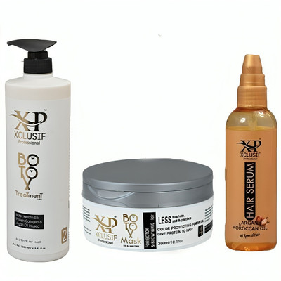 XCLUSIF PROFESSIONAL Botox After Care Shampoo 1000 ML + Botox After Care Mask 500 ML + Hair Serum(Argan & Moroccan Oil) 100 ML(3 Items in the set)