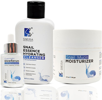 SNEIRA Snail Mucin Skincare Complete Hydration & Repair Kit for 4 Step Face Care Combo(3 Items in the set)