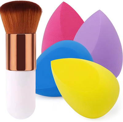 Earthcon Soft Foundation Brush With 4 Soft N Smooth Blender Puff(2 Items in the set)