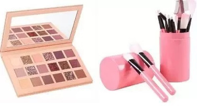 Zailie EyeShadow Palette 16.6 g (MultiColor) with 12 pc pink box brush(13 Items in the set)