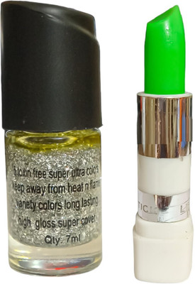 Luipui SILVER COLOR NAIL POLISH AND PINK LIPGLOSS(1 Items in the set)