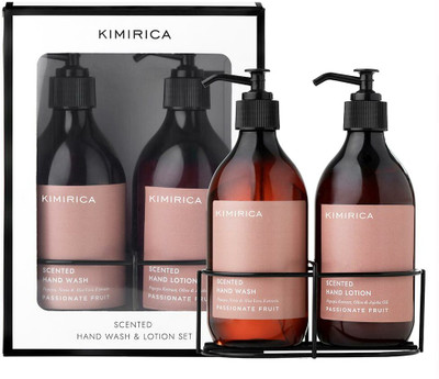KIMIRICA Passionate Fruit Hand Wash & Hand Lotion Caddy Set, Vegan Gift Box 300ml Each(2 Items in the set)