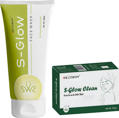 DEXTRON S-Glow Facewash & S-Glow Clean Soap Combo – 175g | Gentle Daily Cleansing for Healthy & Radiant Skin(1 Items in the set)