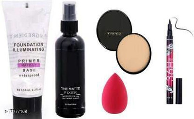 Liptick combo pack primer fixer compact puff 36 eyeliner (5 Items in the set)(5 Items in the set)