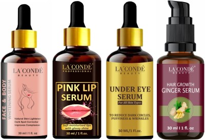 La'Conde Face&Body Whitening, Pink Lip Serum, Under Eye & Hair Growth Serum (30ml Each)(4 Items in the set)