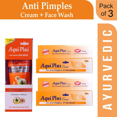 HAPDCO Pack of 2 Aqui Plus Cream+1 Aqui Plus Face Wash(3 Items in the set)