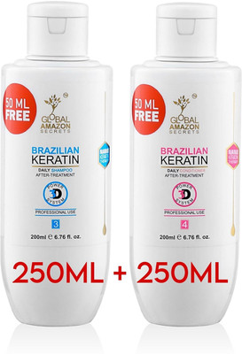 Global Amazon Secrets Brazilian keratin shampoo and conditioner (dry and frizzy hairs)(2 Items in the set)