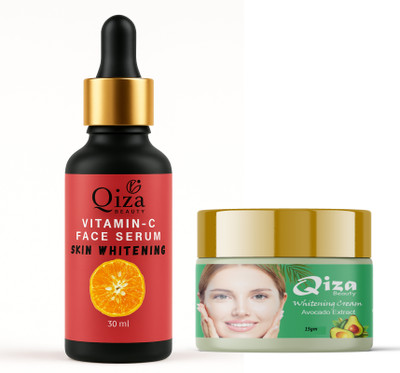 Qiza Beauty Vitamin-C Face Serum | Skin Brightening & Glowing Cream(2 Items in the set)