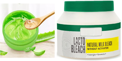 Latixmat Milk bleach without Activator Instant Glow Remove Tan With Aloe Vera Moisturizing Massage Gel(2 Items in the set)