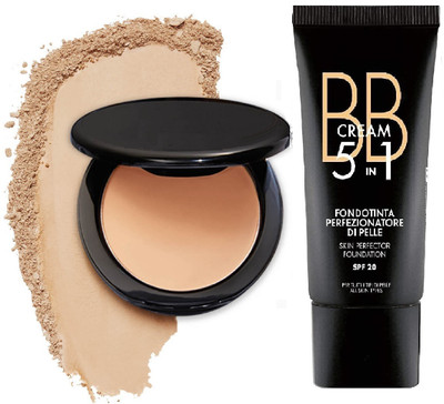THTC Perfect long lasting foundation & liquid full coverage concealer with oil free compact powder combo kit(2 Items in the set)