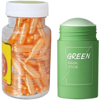 Libline Green Tea Cleansing Mask Stick with Moisturizing Facial Capsules(2 Items in the set)