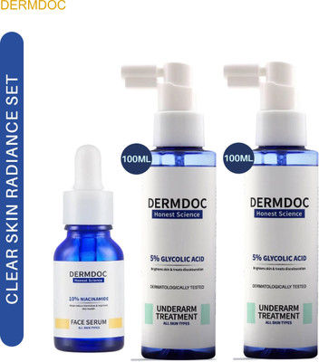 DermDoc Complete Glow Set: 2 Glycolic Sprays + Niacinamide Face Serum(3 Items in the set)