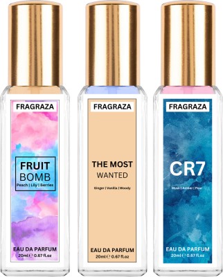 Fragraza Fruit Bomb, The most wanted & Cr7 Perfume Combo | Inspired Premium Fragrance | High Projection & Lasting | Gift Pack(3 Items in the set)