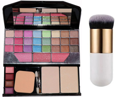 INDIANA HUDA Nylon Soft Bristles Foundation Brush White(Multicolor)& All In One 6155 Makeup Kit(2 Items in the set)