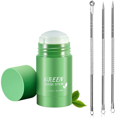 YAWI ANTI ACNE PIMPLE FREE FACE CLEANSER COMBO FOR GREEN FACE MASK AND BLACKHEAD REMOVER TOOL(4 Items in the set)