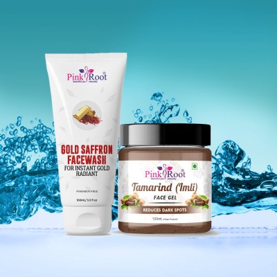 PINKROOT Tamarind Face Gel 100gm with Gold Saffron Facewash 100gm(2 Items in the set)