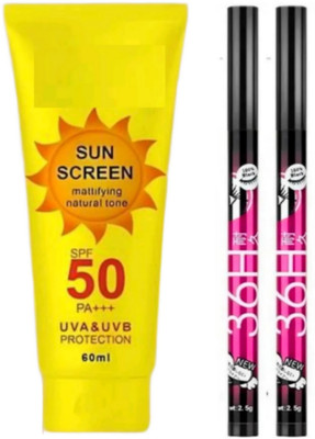 ghorela 1 Hello Summer Natural Sunscreen + 2 red eyeliner gel Pack of 03(1 Items in the set)