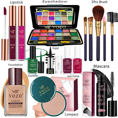 VOZO Makeup Combo Kit One-stop Beauty Package for Beginners and Professionals KT-495(15 Items in the set)