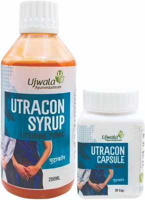UJWALA AYURVEDASHRAM Utracon Capsule and Syrup Combination KIT For Incontinence, Vaginal Infection(2 Items in the set)