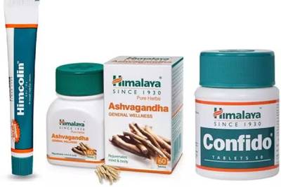 HIMALAYA Confido Tablets - 60 Counts and Ashvagandha Tablets - 60 Counts and Himcolin Gel - 30 g