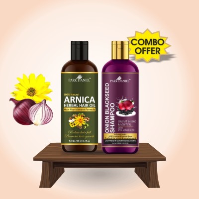 PARK DANIEL Premium Arnica Herbal Hair Oil & Onion Blackseed Herbal Shampoo For Hair Growth Combo Pack Of 2 Bottle of 100 ml(200 ml)(2 Items in the set)