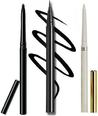 Neycare black kajal & white kajal with water proof eyeliner skecth easy to use long lasting new combo pack perfect looking(3 Items in the set)