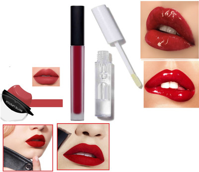 GFSU Matte liquid red lipstick long lasting & waterproof & new apple design lipstick with lip gloss makeup COMBO SET(3 Items in the set)